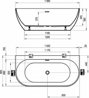 Cada freestanding Ravak Freedom W 166x80xH45 cm