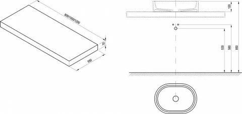 Blat lavoar Ravak 120x55xH5 cm, stejar