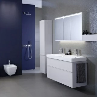 Baza lavoar Geberit Smyle Square 120x48cm pentru lavoar cu doua cuve, culoare alb-lucios