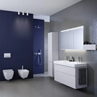 Baza lavoar Geberit Smyle Square 60 x 47 cm cu doua sertare, culoare alb lucios