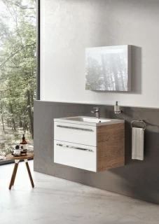 Baza lavoar Ravak SD Chrome II, 70x49xH50 cm, alb si stejar