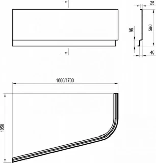 Panou cada Ravak Chrome 170 cm, dreapta