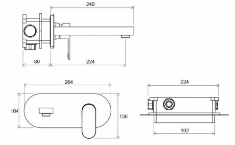 Baterie lavoar Ravak Chrome, montaj incastrat