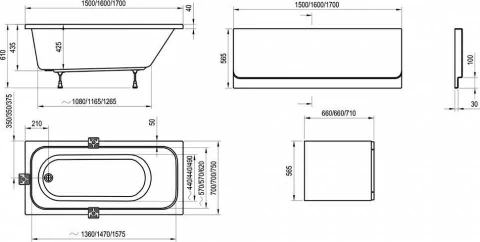 Cada Ravak Chrome 170x75xH44 cm