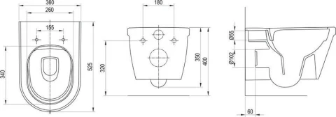 Vas WC Ravak Chrome Rimless 36x53xH35 cm