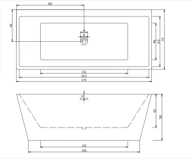 Cada Sanotechnik Style freestanding 170 x 75 x H59,2 cm, acrilica