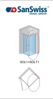 Perete lateral SanSwiss Solino SOLT1, 75xH198,4 cm profil negru-mat