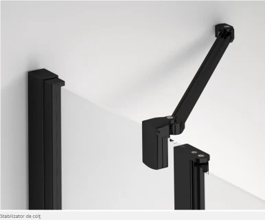 Perete lateral SanSwiss Solino SOLT1, 100xH198,4 cm profil negru-mat