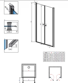 Usa de nisa batanta Radaway Eos DWD I, 90xH197 cm