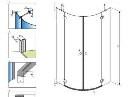 Cabina dus semirotunda Radaway Torrenta PDD 90x90xH195 cm 
