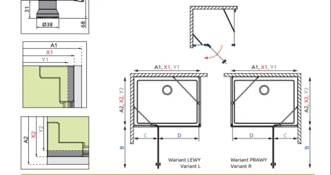 Cabina dus patrata Radaway Torrenta KDJ 80R*x80xH195 cm