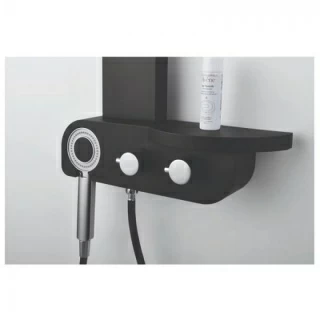 Panel dus termostatat Mediterraneo Nero-Lux 112x13 cm cu dus mobil culoare negru