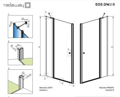 Usa de nisa batanta Radaway Eos II DWJ 90xH195 cm