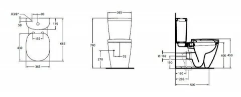 Rezervor WC Ideal Standard Connect Arc alimentare laterala
