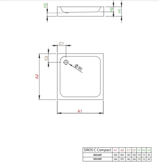 Cadita dus Radaway Siros C Compact 90x90xH17cm