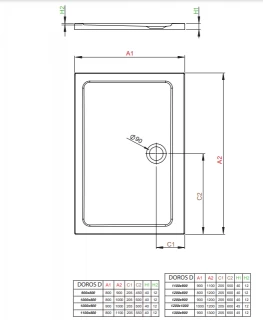 Cadita dus Radaway Doros Plus D 130x90XH4.5 cm