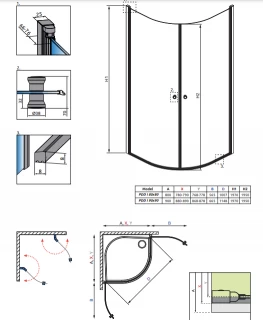 Cabina dus semirotunda Radaway Eos PDD I, 80x80xH197 cm