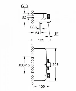 Baterie cada si dus Grohe Grohtherm SmartControl cu termostat 1/2″