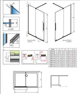 Cabina dus Walk-in Radaway Furo 120xH200 cm, stanga