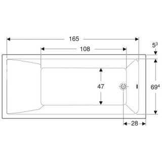 Cada Geberit Selnova Square 180x80xH42 cm acrilica, cu picioare reglabile