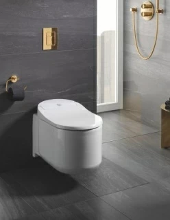 PROMO Pachet complet Vas Wc Grohe Sensia Arena, kit, rezervor cu clapeta crom si set fixare