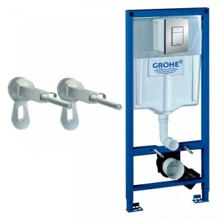 PROMO Pachet complet Vas Wc Grohe Sensia Arena, kit, rezervor cu clapeta crom si set fixare