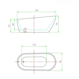 Cada freestanding Florida Natalia New 170x78xH72 cm cu ventil click-clack cu preaplin