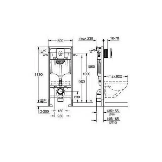 Set PROMO Vas WC suspendat Ideal Standard, capac Soft Close si rezervor Grohe clapeta alba