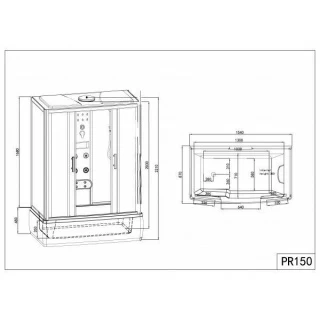 Cabina dus Sanotechnik Nevada 2 cu hidromasaj si generator de aburi 150x85xH223 cm