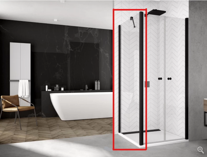 Perete lateral SanSwiss Solino SOLT2, 100xH200 cm profil negru-mat