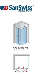 Perete lateral SanSwiss Solino SOLT2, 90xH200 cm profil negru-mat