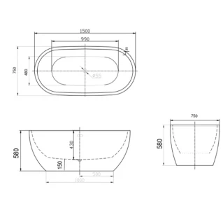Cada Florida Aura New freestanding cu preaplin 150x75xH59 cm