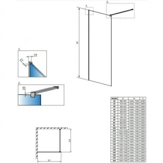 Cabina dus Walk-In Radaway Modo New Gold II, auriu, 95xH200 cm