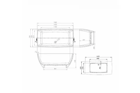 Cada freestanding Vayer Gemini compozit mineral EverHard 146.2x73.9xH57.8cm fara preaplin