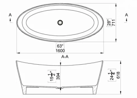 Cada freestanding Cast Marble Poros 160x71cm alba
