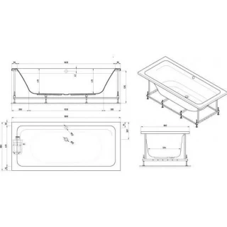 Cada Gala Emma 180x80 cm cu picioare si sifon inclus