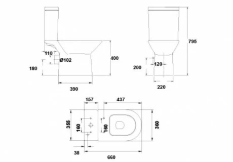  Set PROMO Vas wc Gala Aris 66x36 cm cu rezervor alimentare inferioara si capac