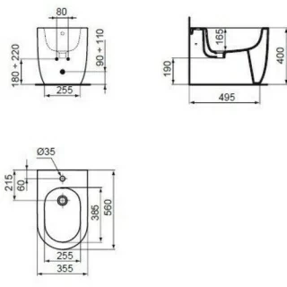Bideu Ideal Standard Blend Cube BTW 56 x 35.5 cm