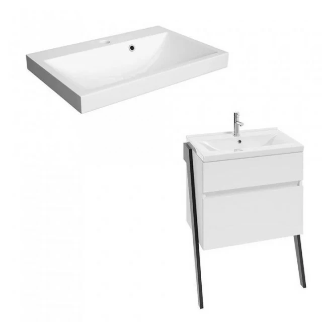 Set PROMO mobilier Defra Op-Arty alb cu lavoar compozit Olex 63.5x40.2x79.9 cm