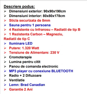 Sauna uscata cu infrarosu Sanotechnik Malmo1, 90x90xH190 cm