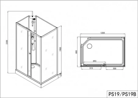Cabina dus completa, cu hidromasaj Sanotechnik Viva1, 120x80xH225 cm