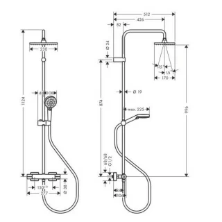 Sistem dus fix si mobil cu baterie termostat, Hansgrohe Vernis Shape, negru mat