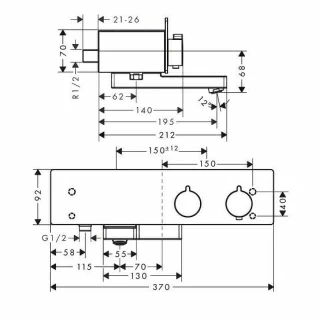 Baterie de cada termostatata Hansgrohe ShowerTablet 350