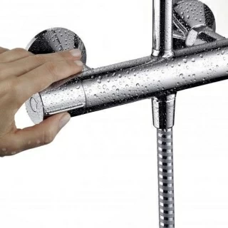 Sistem dus fix si mobil cu baterie termostat, Hansgrohe Vernis Blend crom