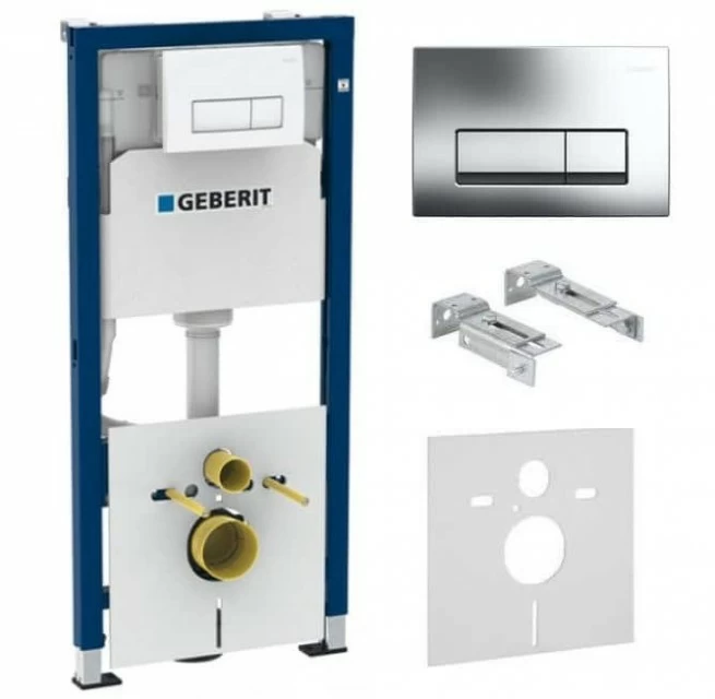 Set PROMO Rezervor cu cadru ingropat Geberit Delta UP100, bara de sus, sistem fixare, clapeta crom