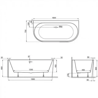 Cada freestanding Spatio Sola acril 160x75 cm, gri