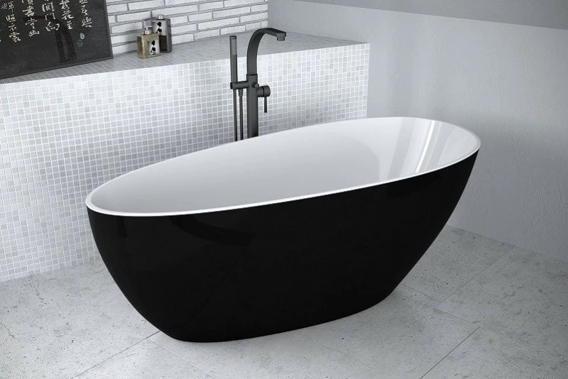 Cada freestanding Besco Goya compozit 170x72 cm, alb-negru