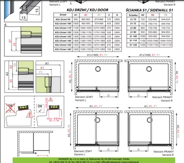 Cabina dus Radaway Furo Gold KDJ 100x70xH200 cm, stanga