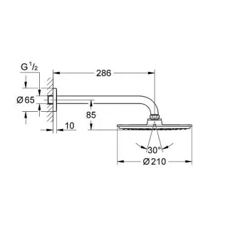 Palarie dus Grohe/Rainshower Cosmopolitan 21 cm cu brat 28,6 cm 