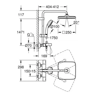 Sistem de dus Grohe New Tempesta Cosmopolitan 250 Cube